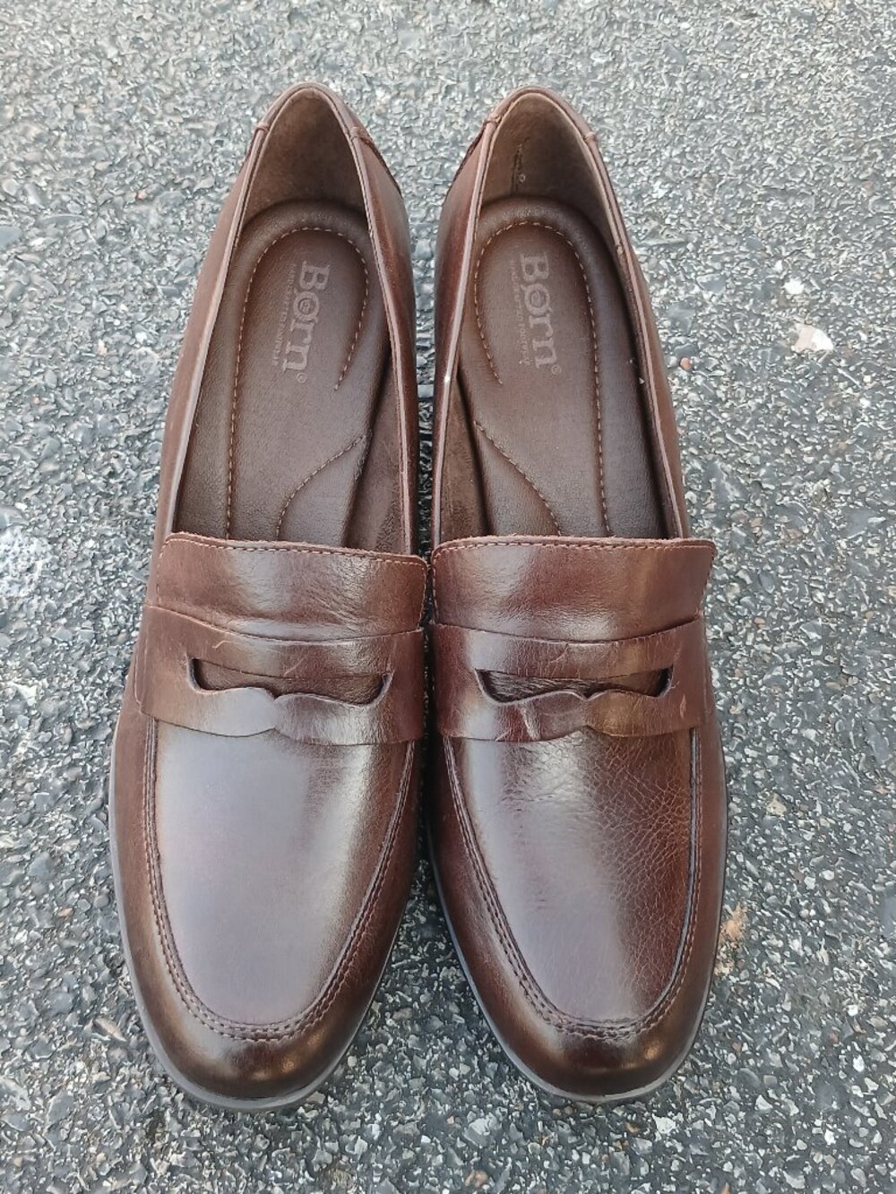 Born Women's Kasi Heeled Penny Loafers Leather Brown Size 11M - Picture 3 of 6